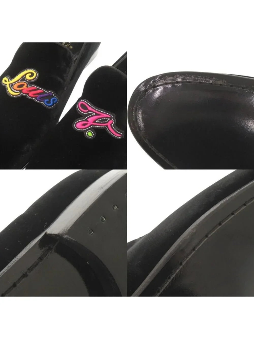 Louis Vuitton Auteuil Velour 6 Black Loafers Opera Shoes Flat